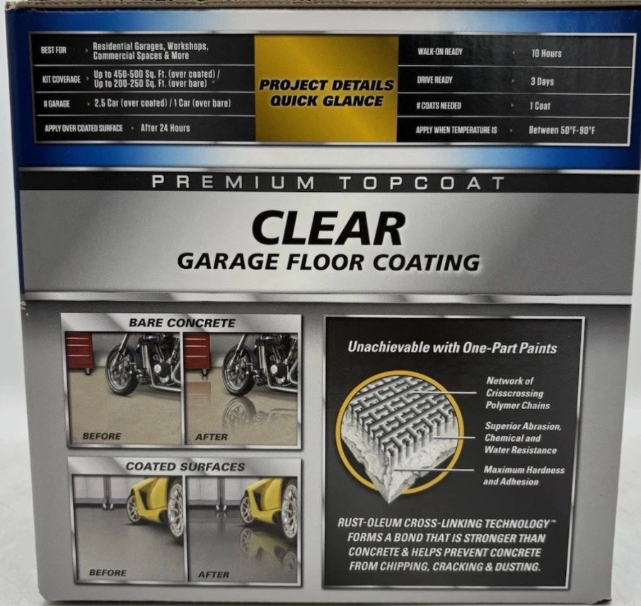 292514 EPOXYSHIELD Premium Clear Garage Floor Coating Kit, 2.5 Car, Gloss Clear