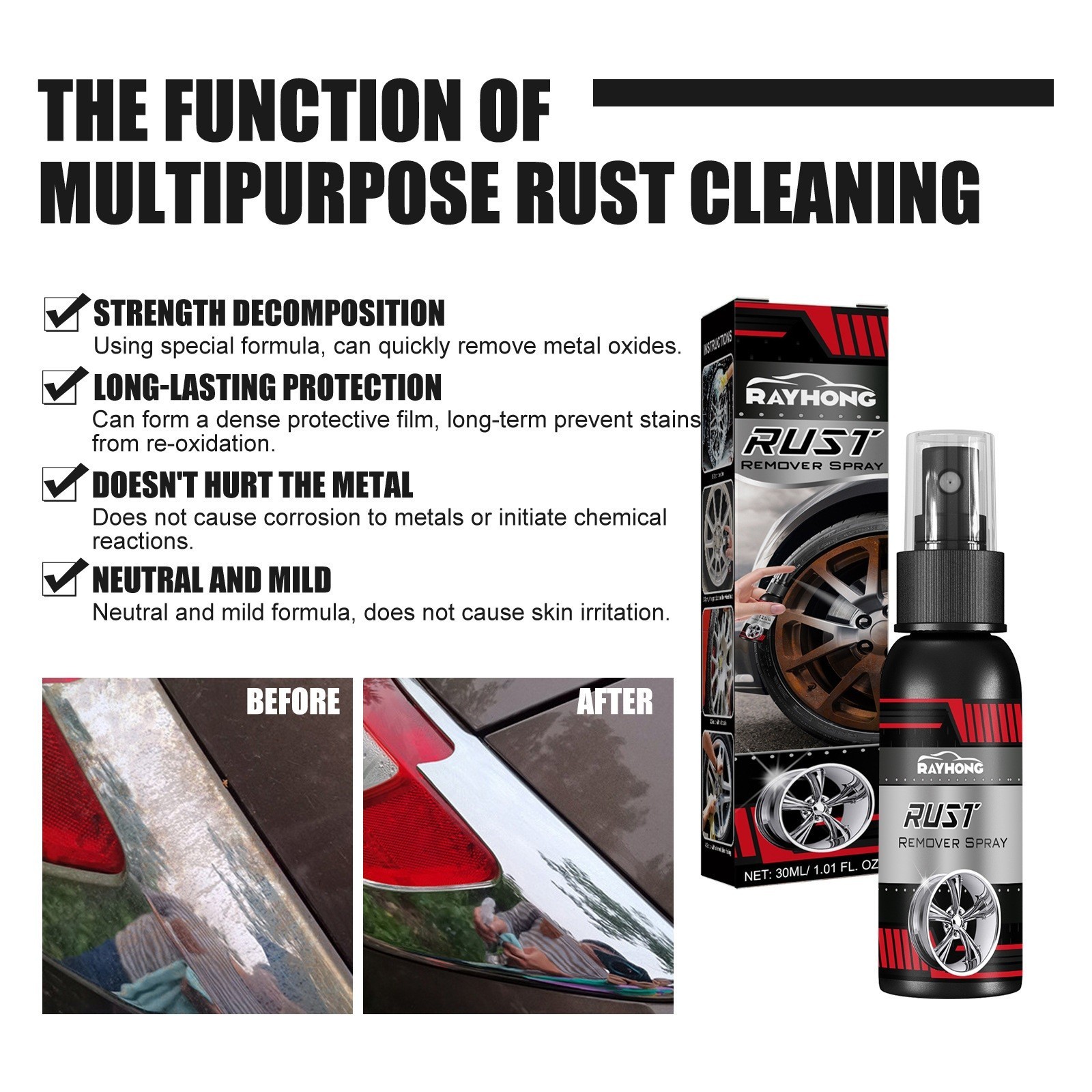 Multi-purpose Car Rust Removal Spray Rust Remover Rust Inhibitor Derusting Spray