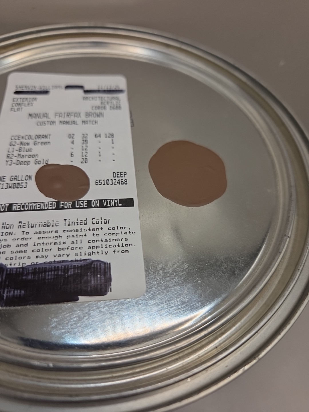 1 Gallon Sherwin Williams Conflex Color Fairfax Brown Acrylic Coating