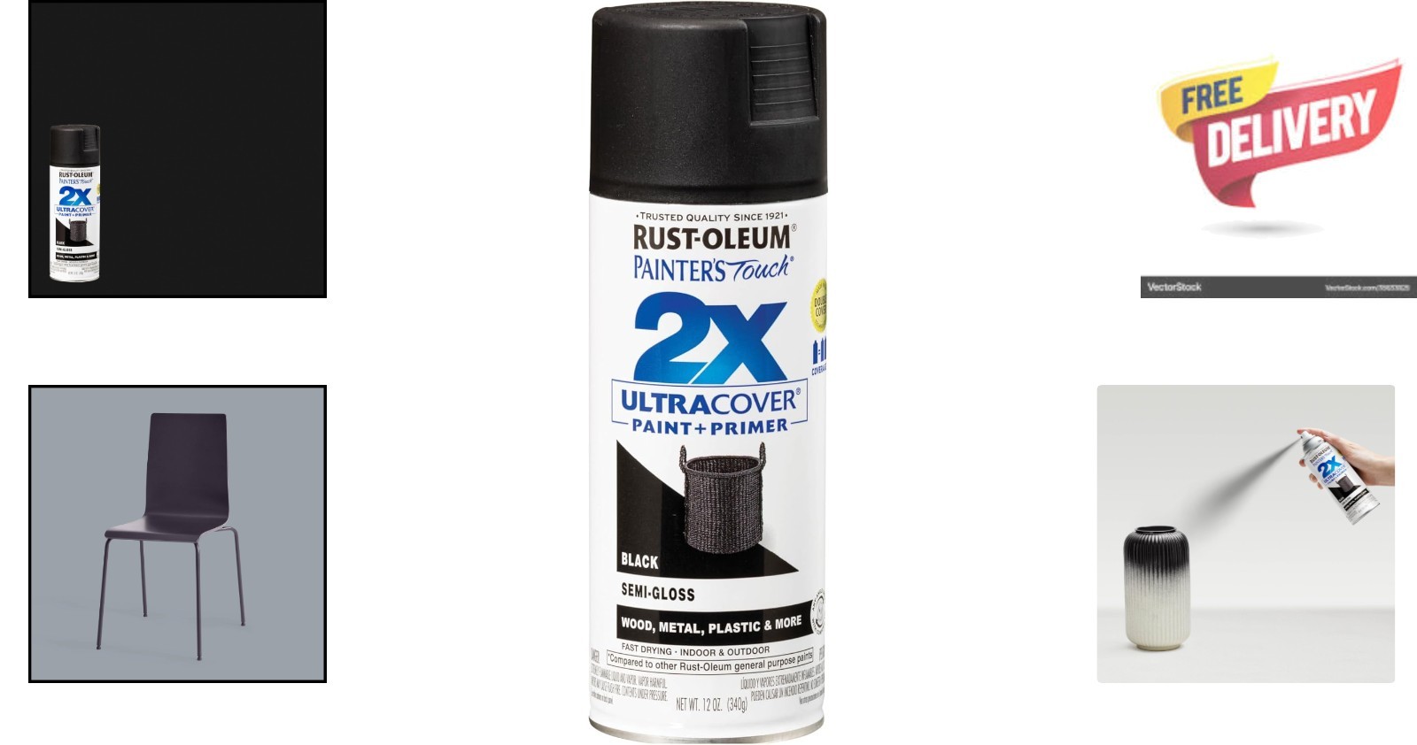 High-Quality Black Spray Paint, 12 oz for All Surfaces – Fast-Drying Formula