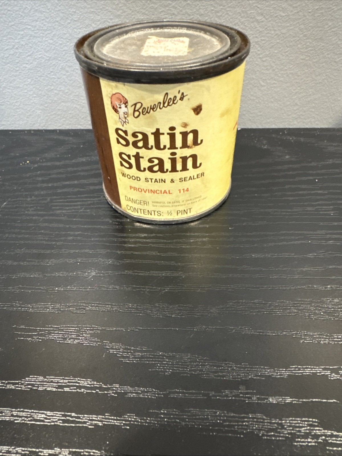 Beverlee’s Satin Stain Wood Stain & Sealer Provincial 114 – 1/2 Pint – 100% full