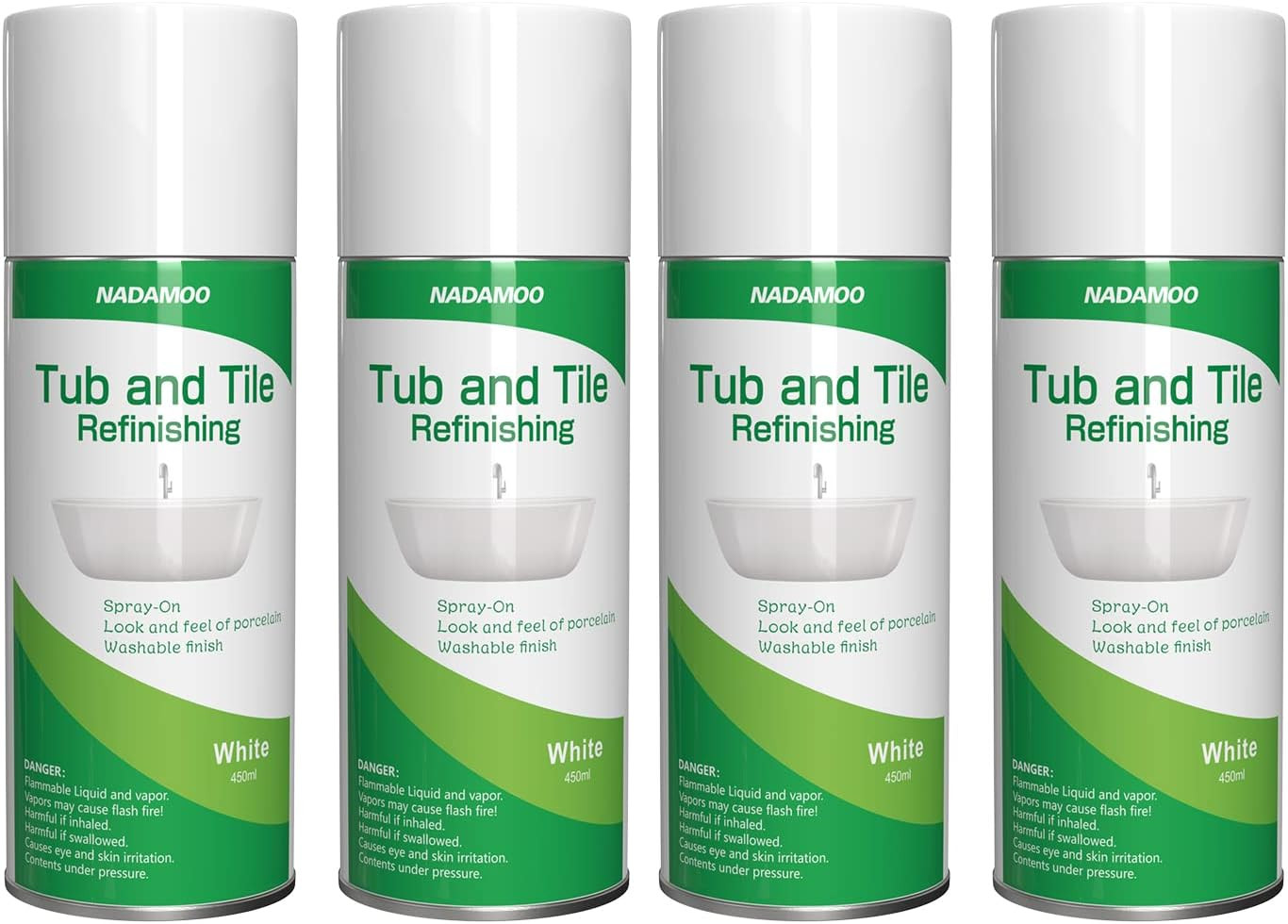 DIY White Tub & Tile Spray Paint Kit – 4 Cans for Bathroom Resurfacing