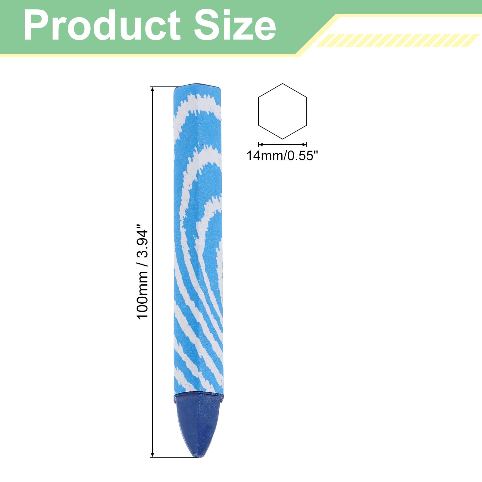 Lumber Marking Crayons, 6 Pcs Blue Hex Wax Tire Marker, 4″ x 0.55″