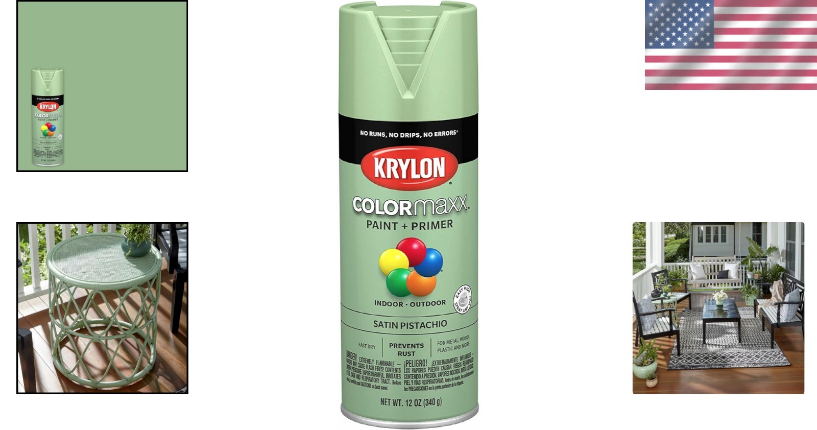 Satin Pistachio Spray Paint & Primer, Ideal for Indoor/Outdoor Projects