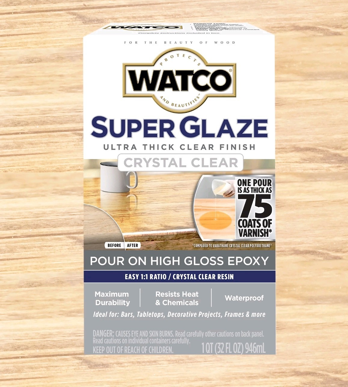 Brand New Watco- Super Glaze Pour High Gloss Epoxy Crystal Clear 1qt.