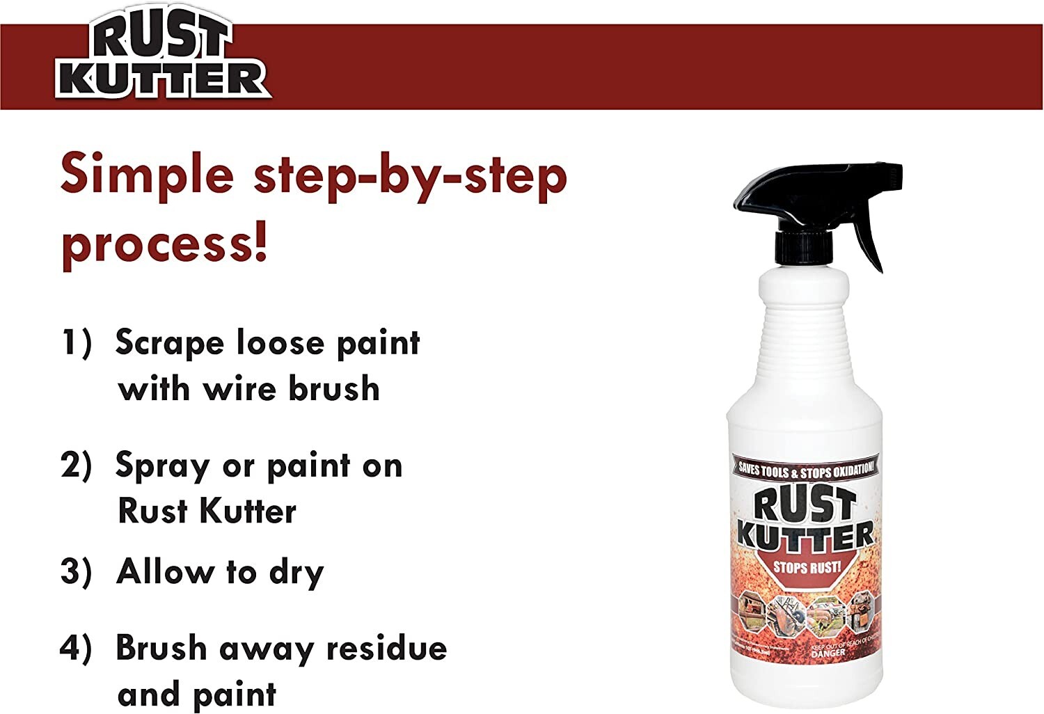 Rust Kutter Quart Stops Rust And Converts Spots To Leave A Primed Repair NEW