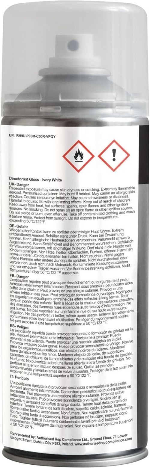 Corrosion-Resistant Directorust Spray Paint 400ml – Gloss Finish, Ivory White