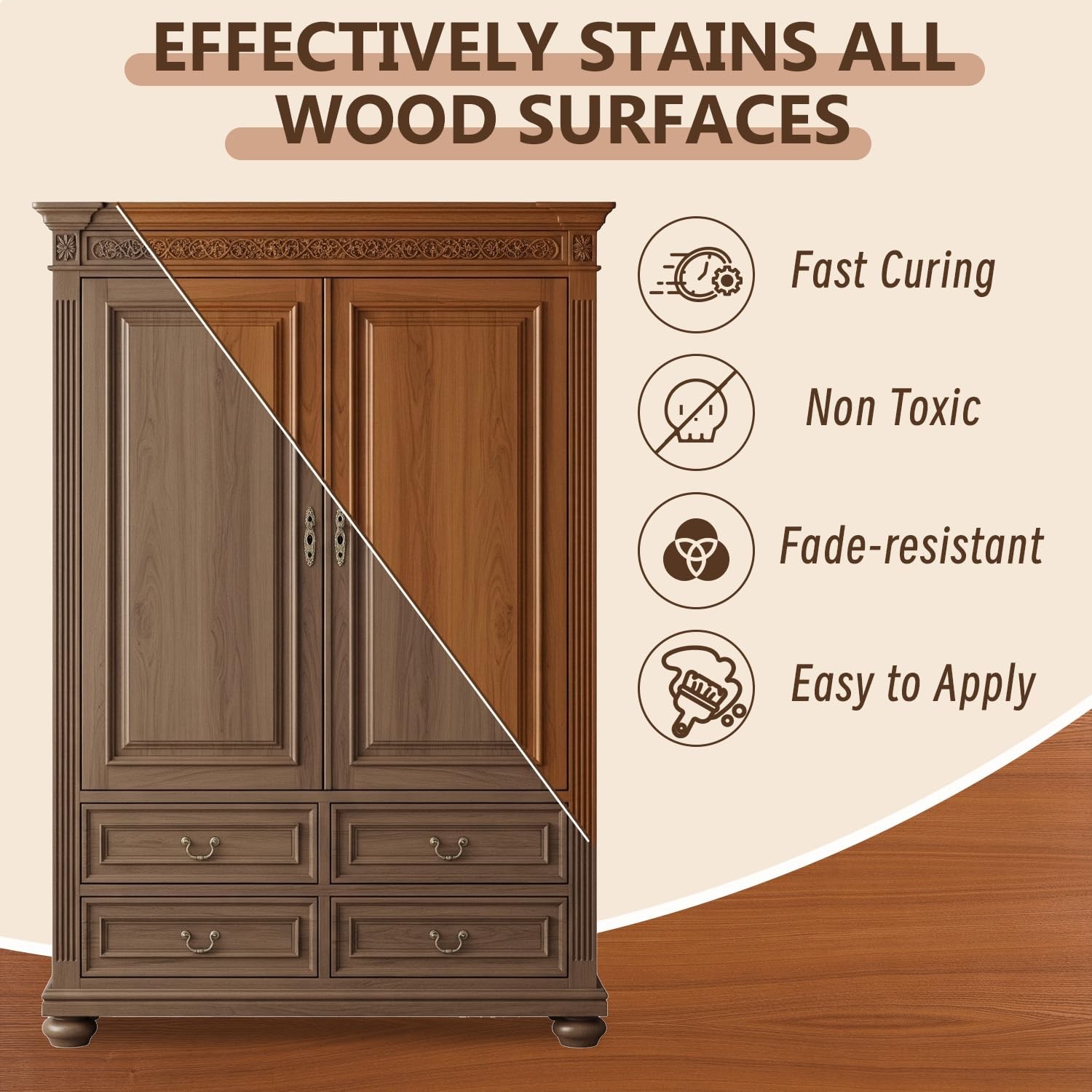 Golden Oak Wood Stain, 8.5oz/250ml Water Based 8.5 Fl Oz,