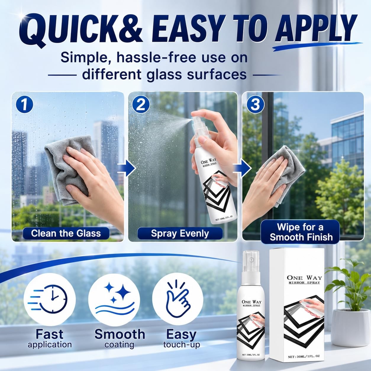 2 PC Reflective Window Spray For Home & Car, 30 ML Glass Reflective Coating Spra