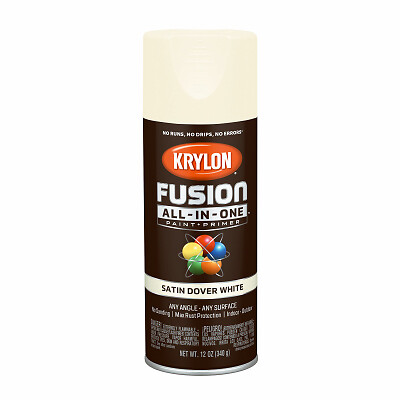 Krylon K02737007 Fusion All-In-One Spray Paint + Primer, Satin Dover White,