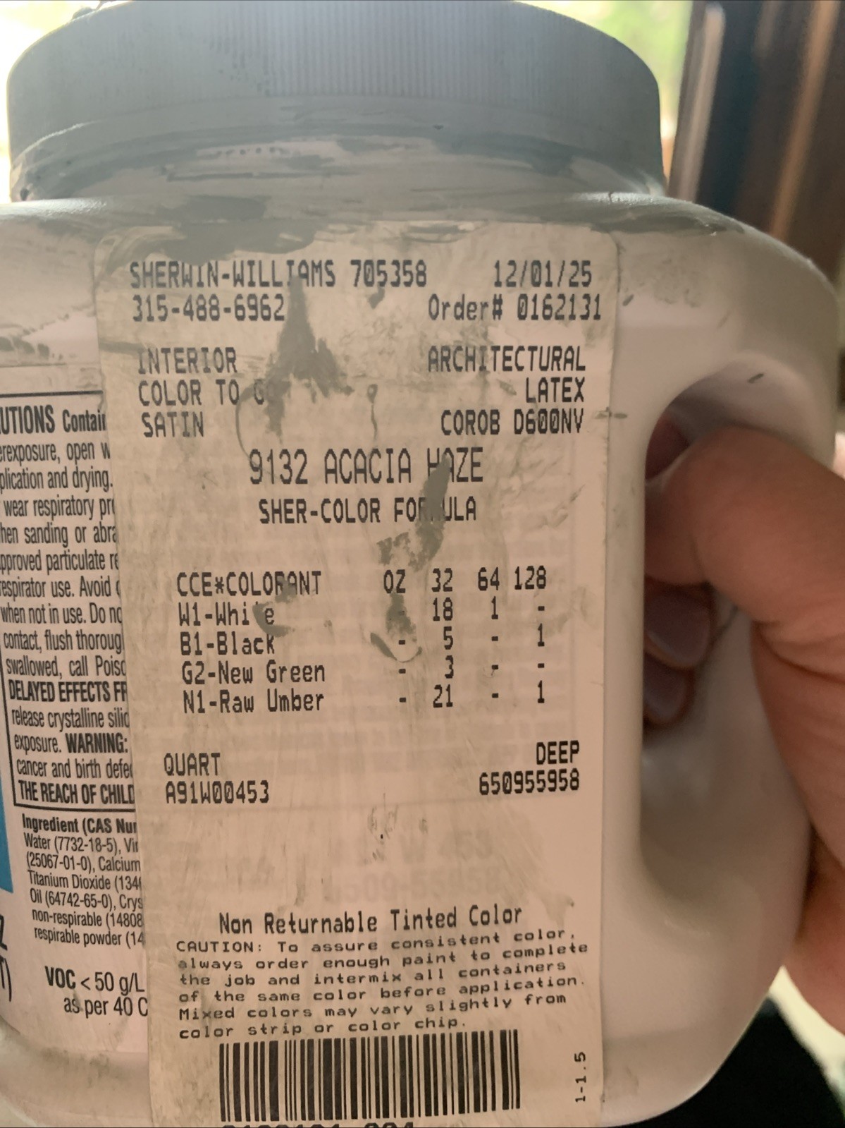 Used Acacia haze Sherwin Williams Interior Paint Sample 9132