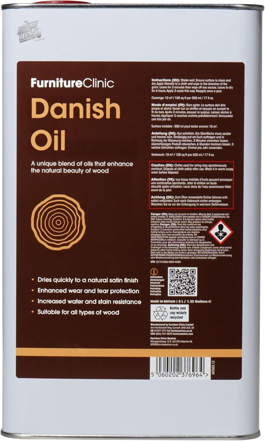 Danish Wood Oil 5L Protective Treatment Satin Finish Oak Pine Sigil