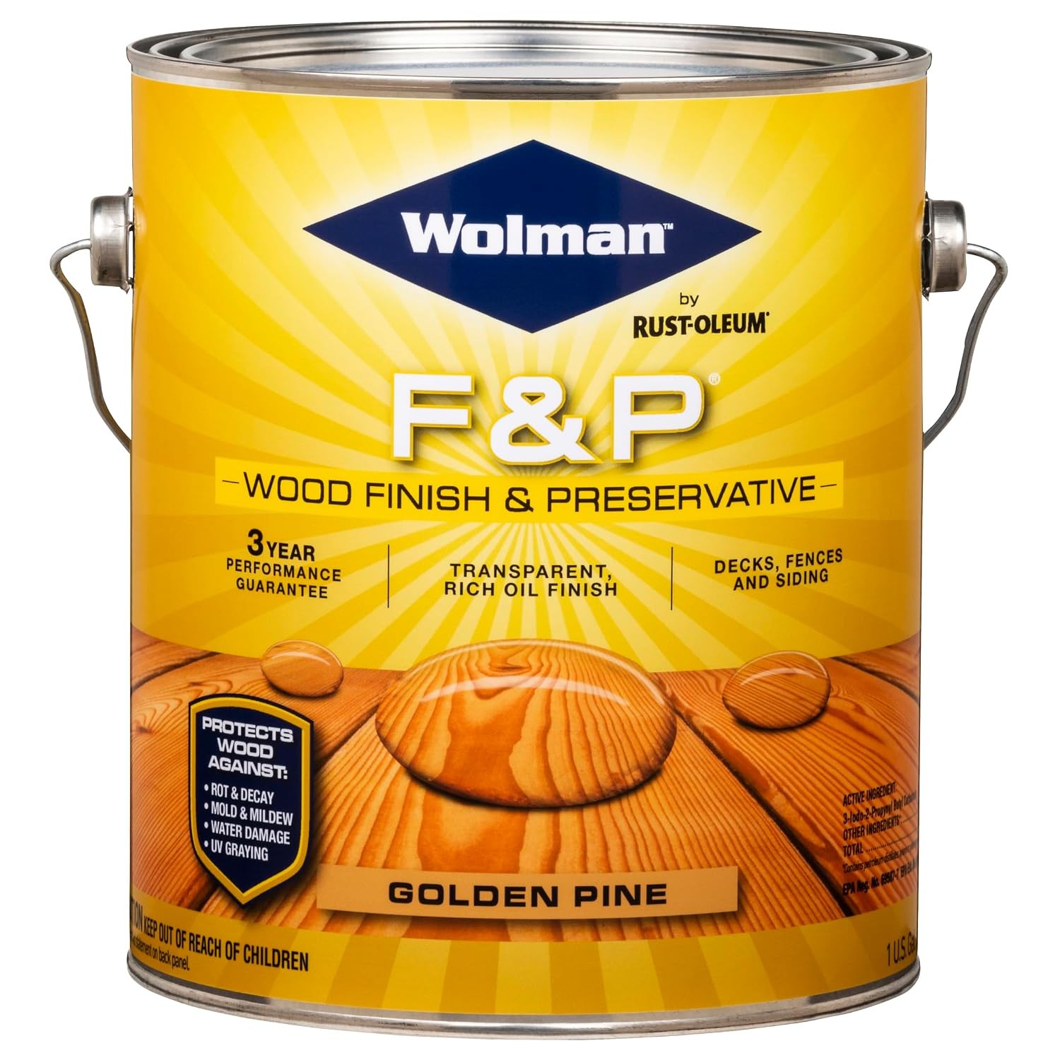 Oil-Based Golden Wood Finish & Transparent Stain, Gallon Size, Golden Pine Color
