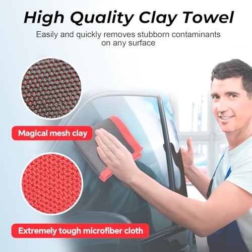 Clay Decontamination Towel 2pack- Professional Detail Products – Red&yellow