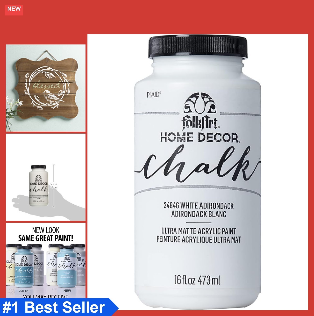 Chalk Paint 16 Ounce White Ultra Matte Finish for Furniture Wood Glass Metal