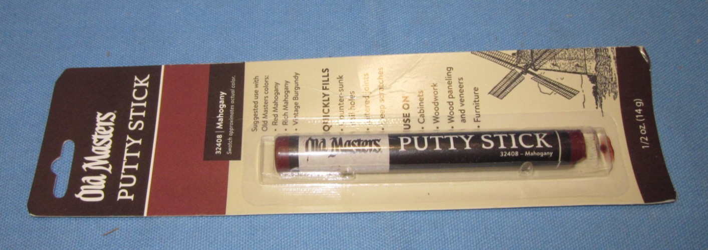 3 Old Masters Putty Sticks ~ White, Red Brown, Mahogany ~ Hide Those nail holes