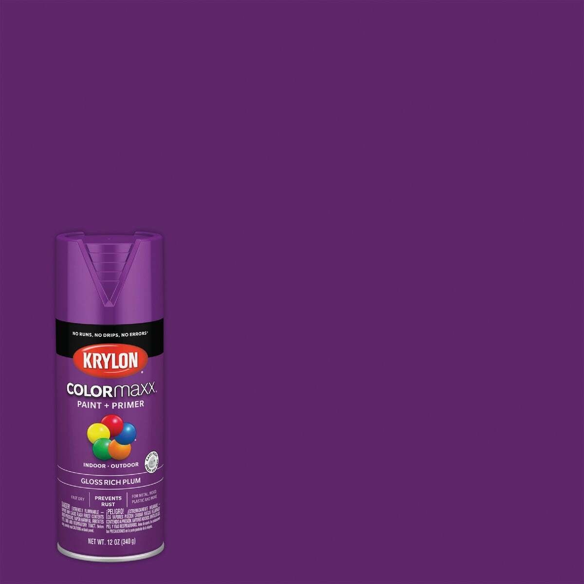 KRYLON 5536 COLORmaxx Spray Paint, Gloss, Plum, 12 oz, Aerosol Can
