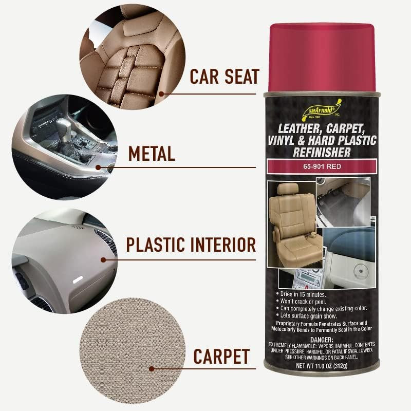S.M. Arnold Refinishing Spray Paint – RED 11 Oz. – for Leather, Carpet, Vinyl, M
