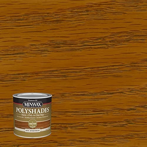 Wood Stain & Polyurethane Finish – ½ Pint, Antique Walnut, Satin, Easy Applicati