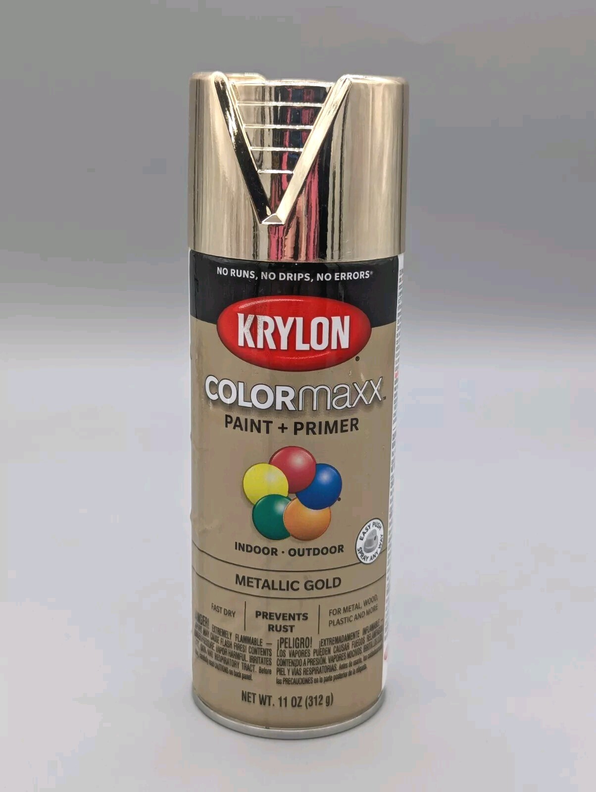 Krylon Colormaxx Metallic Gold Spray Paint Primer Indoor Outdoor Prevents Rust