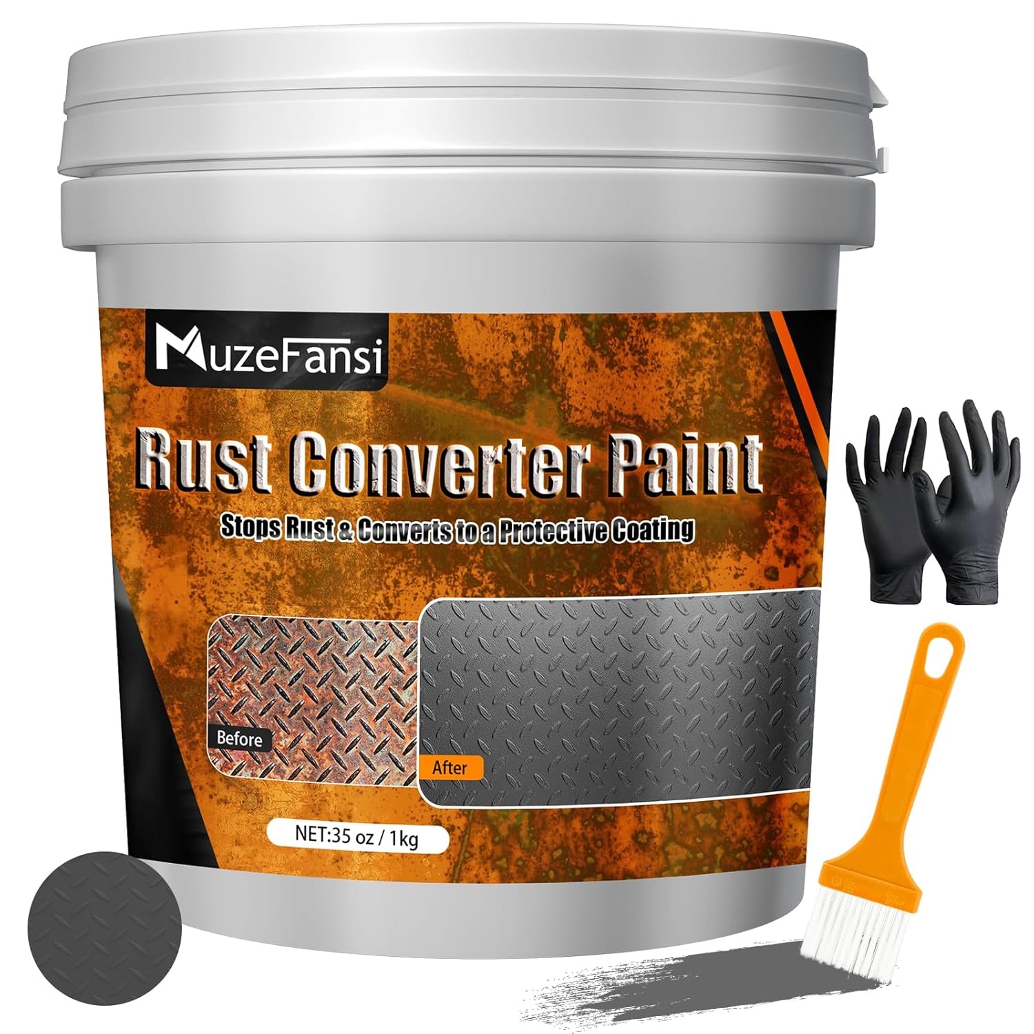 Rust Converter Paint 35oz Gray 2-in-1 Rust Proof Paint Metal Primer Anti Rust