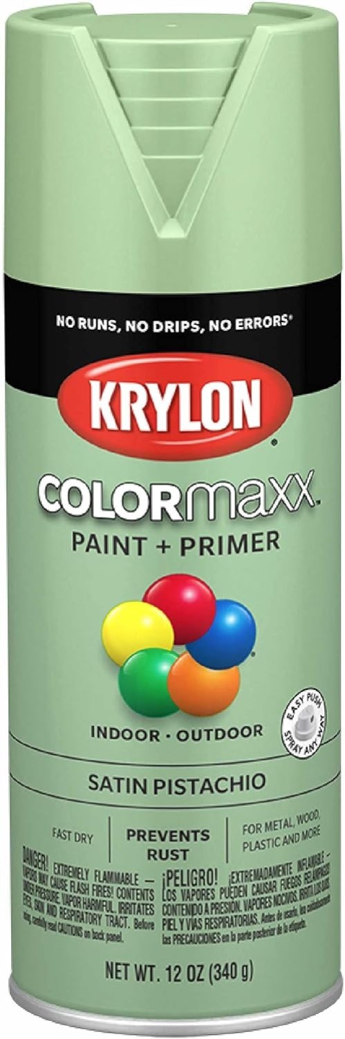 Krylon COLORmaxx Satin Pistachio Spray Paint & Primer 12oz – Indoor/Outdoor Use