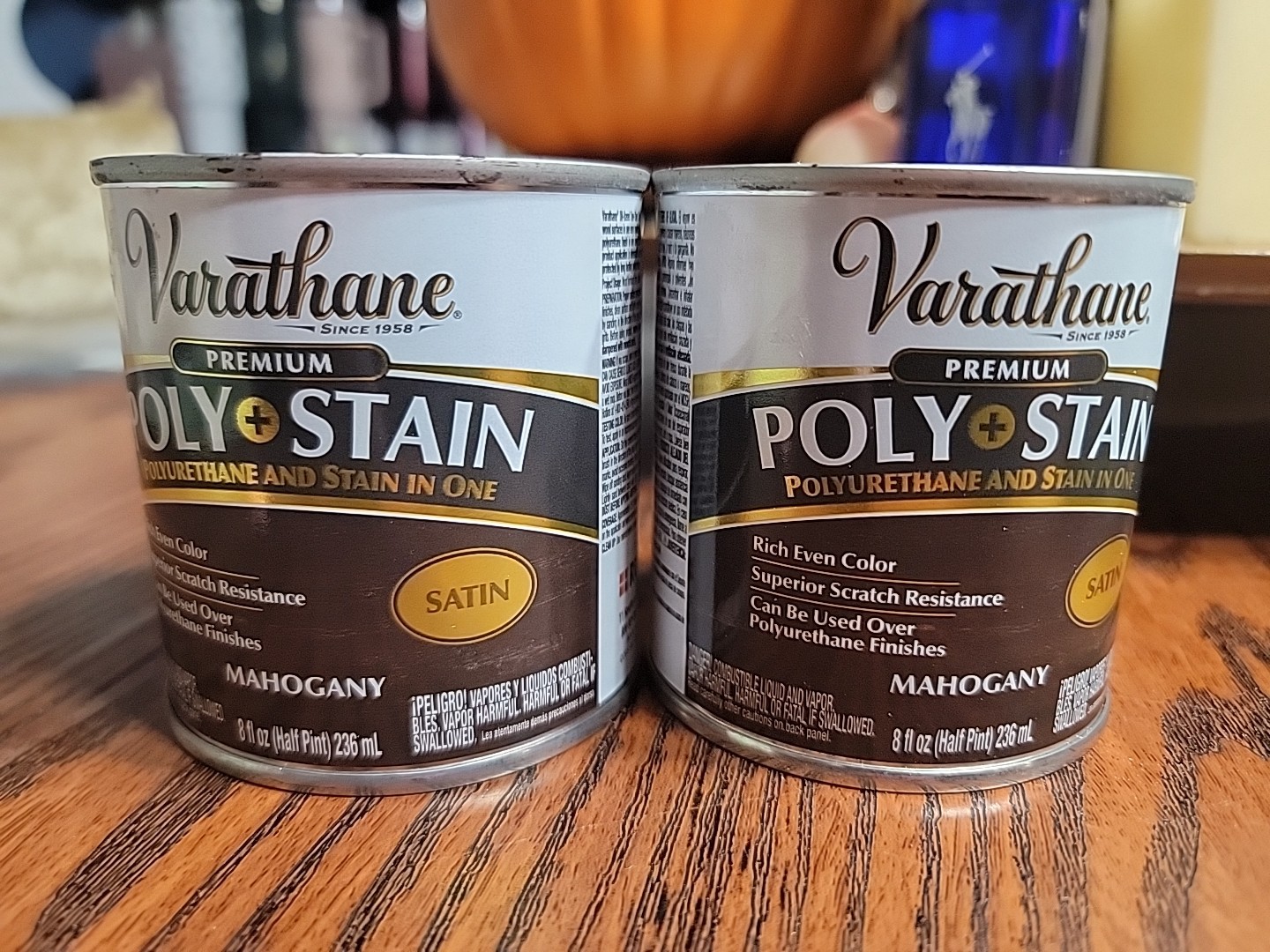 2pk- Varathane Oil-Based One Step Satin Polyurethane + Stain Mahogany 8oz