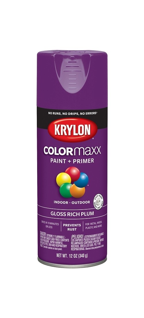 KRYLON 5536 COLORmaxx Spray Paint, Gloss, Plum, 12 oz, Aerosol Can