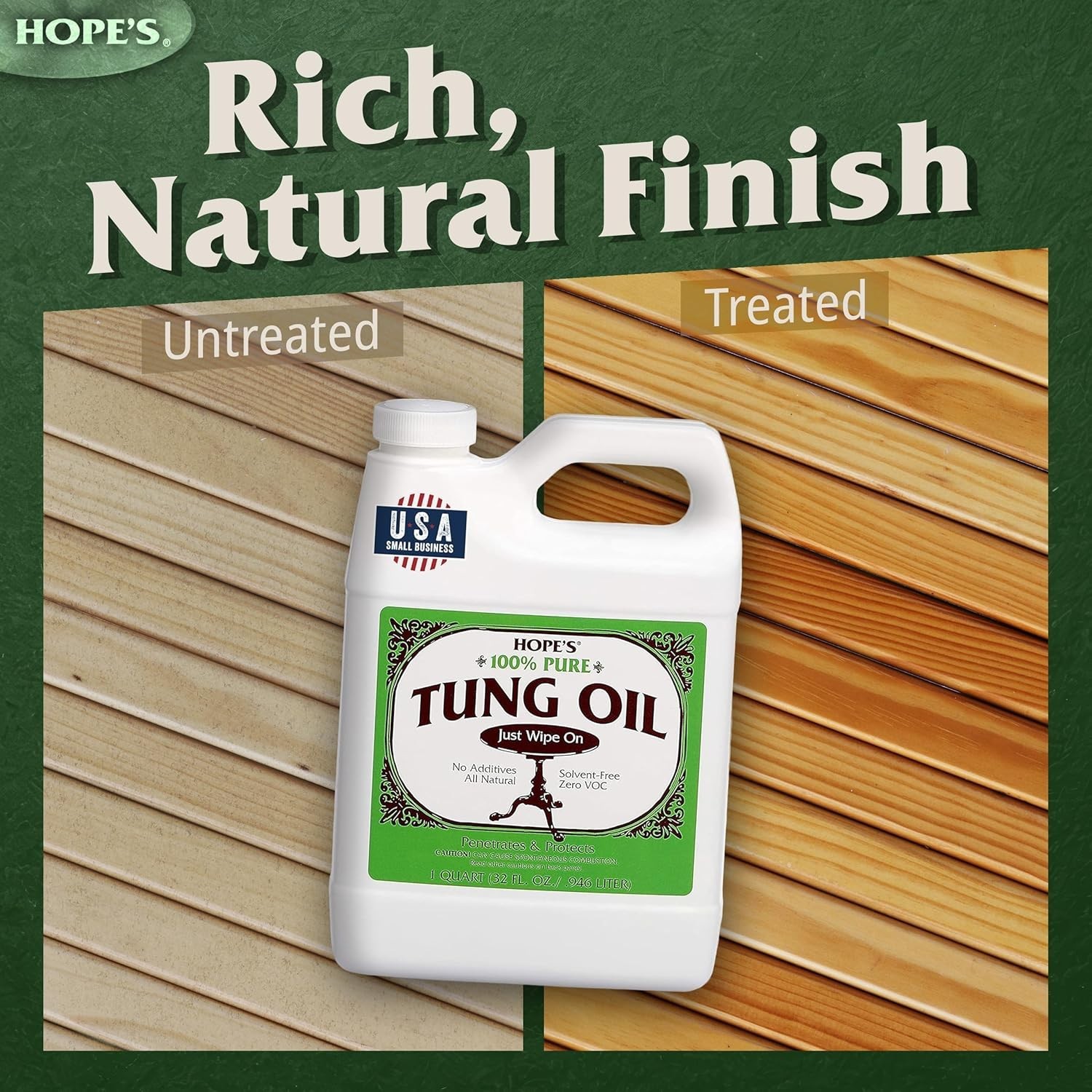 100% Pure Tung Oil 32 Fl Oz – Food Safe Wood Finish