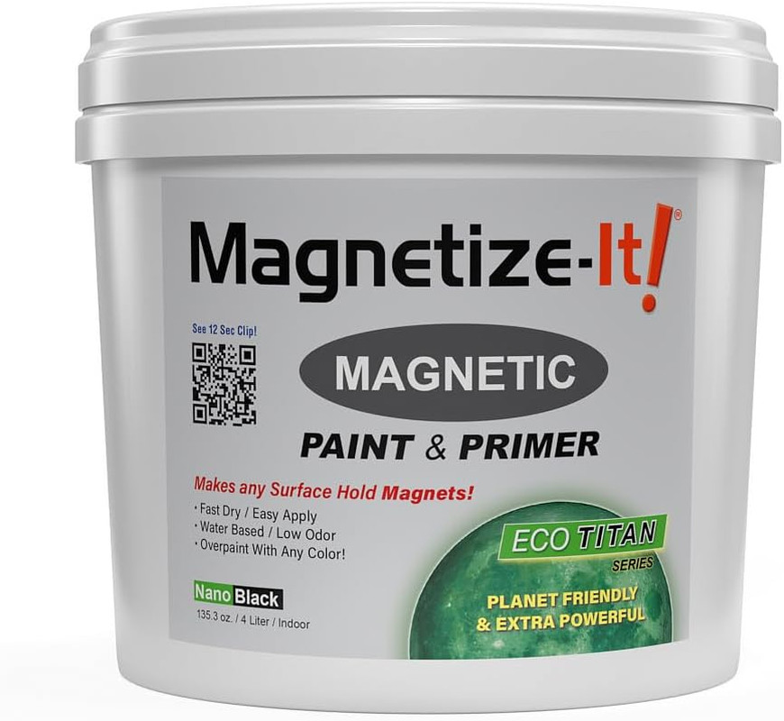 ECO TITAN Magnetic Paint & Primer – Strong & Easy Apply, 4L Black