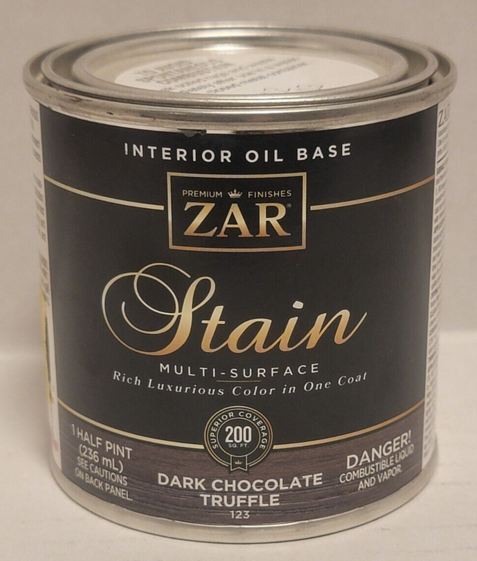 Wood Stain Zar Dark Chocolate Truffle #123 half pint oil base interior 200 sq ft