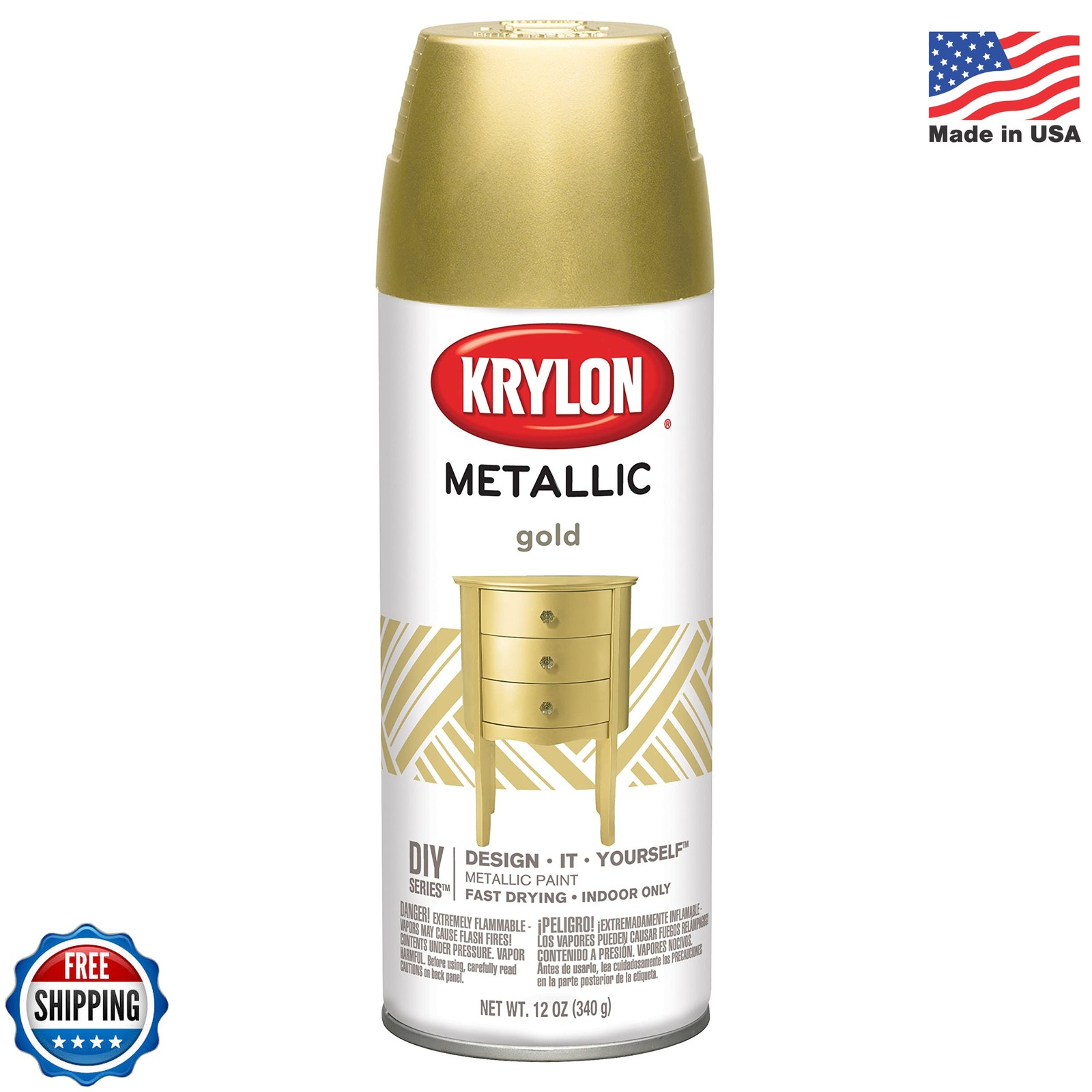 KRYLON DIVERSIFIED BRANDS K01706 Krylon Spray Paint, Gold 12 Ounce (Pack of 1)