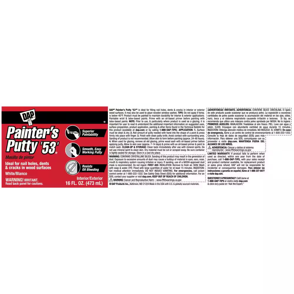 16 Oz. White Painter’S Putty ’53’