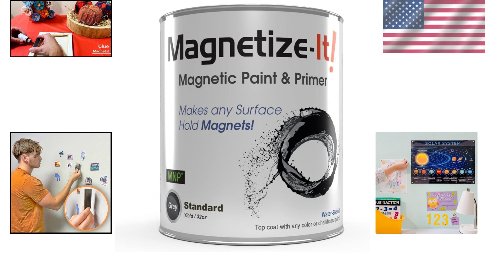 32oz Magnetic Paint & Primer – Create Interactive Walls with Water Resistance