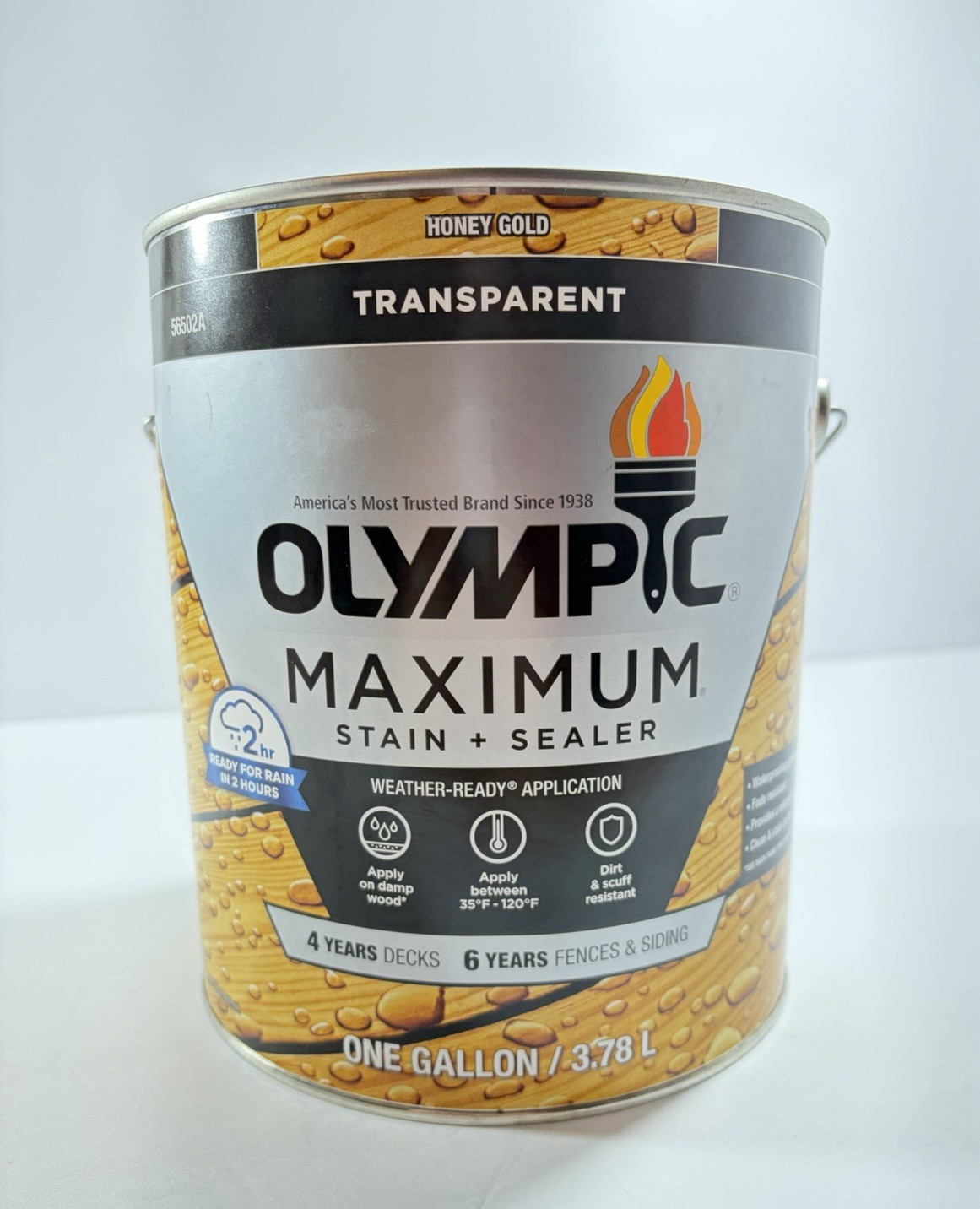 Olympic 56502A/01 Maximum Stain & Sealant in One, Transparent, Honey Gold Tone,
