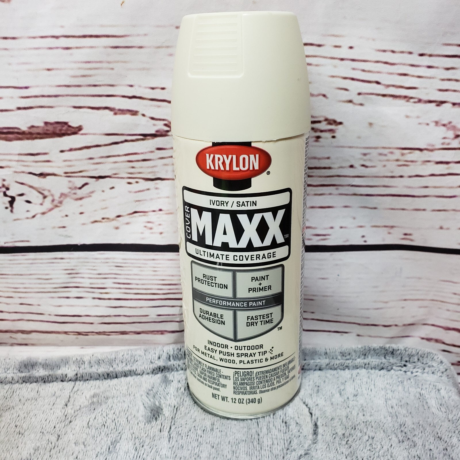 Krylon COVERMAXX Spray Paint, Satin Ivory, 12 Ounce K0916800