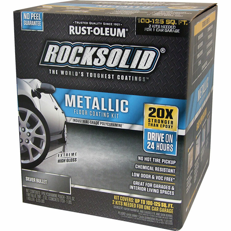 Rust-Oleum 286893 RockSolid Metallic Floor Coating Silver Bullet