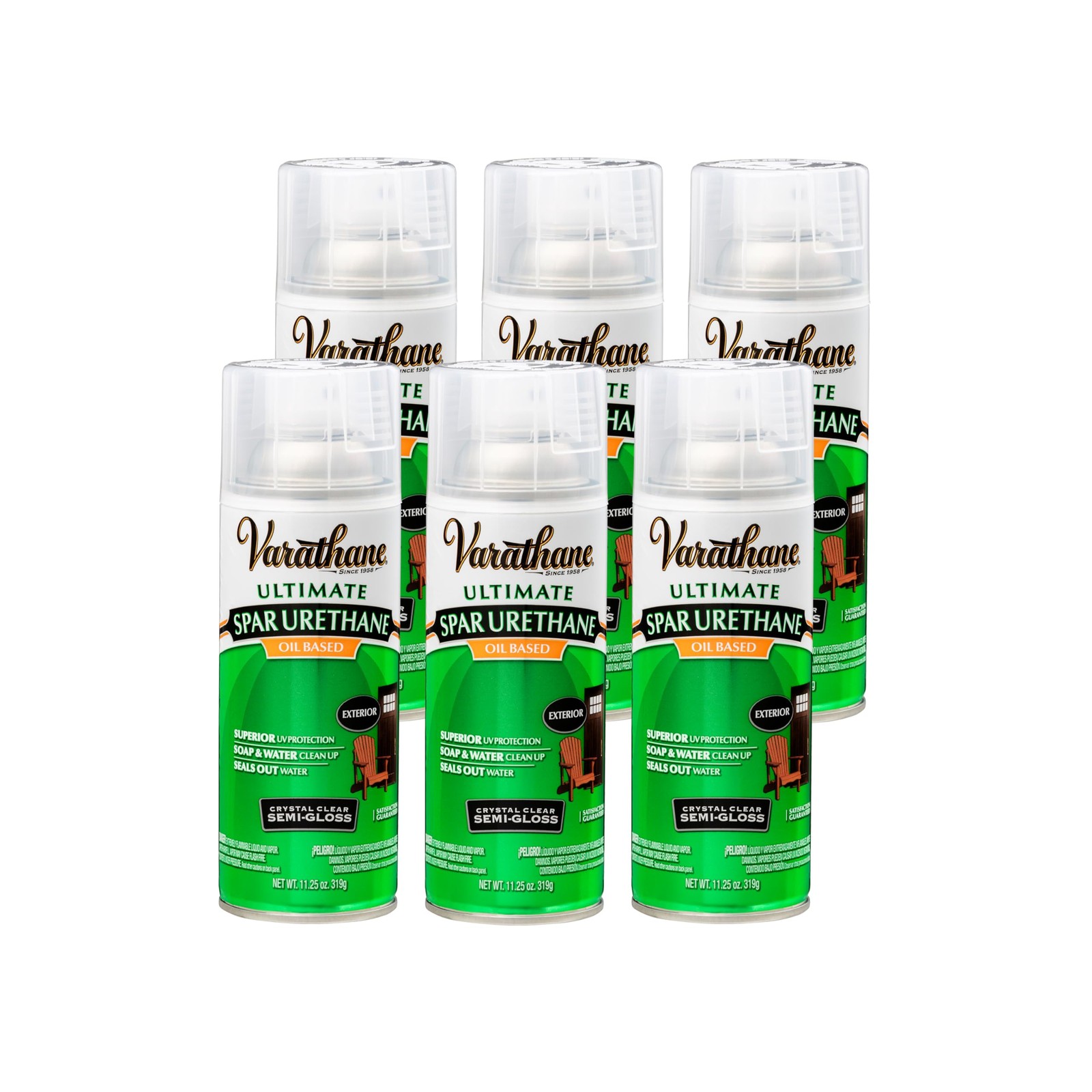 Varathane Oil-Based Ultimate Spar Urethane Spray 11.25 Oz Semi-Gloss 6 Pack
