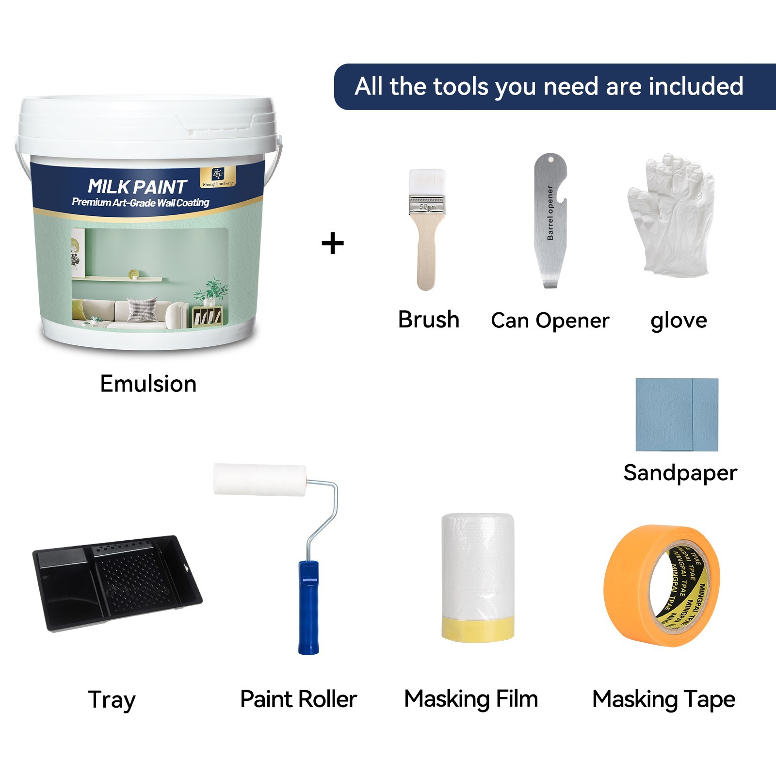8 Gallon Upgraded Epoxy Paint Kit with Accessories | Indoor/Outdoor Floor, Wall