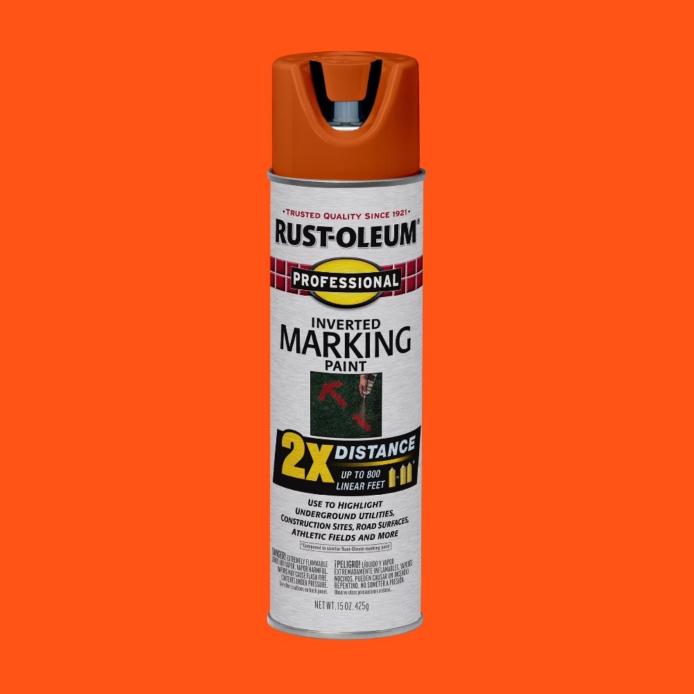 Red-Orange, Rust-Oleum Professional Inverted Marking 2X Spray Paint-266590,15 oz
