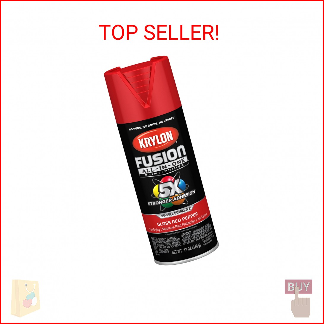 Krylon Fusion All-In-One Gloss Spray Paint & Primer, Red Pepper – 1 Each