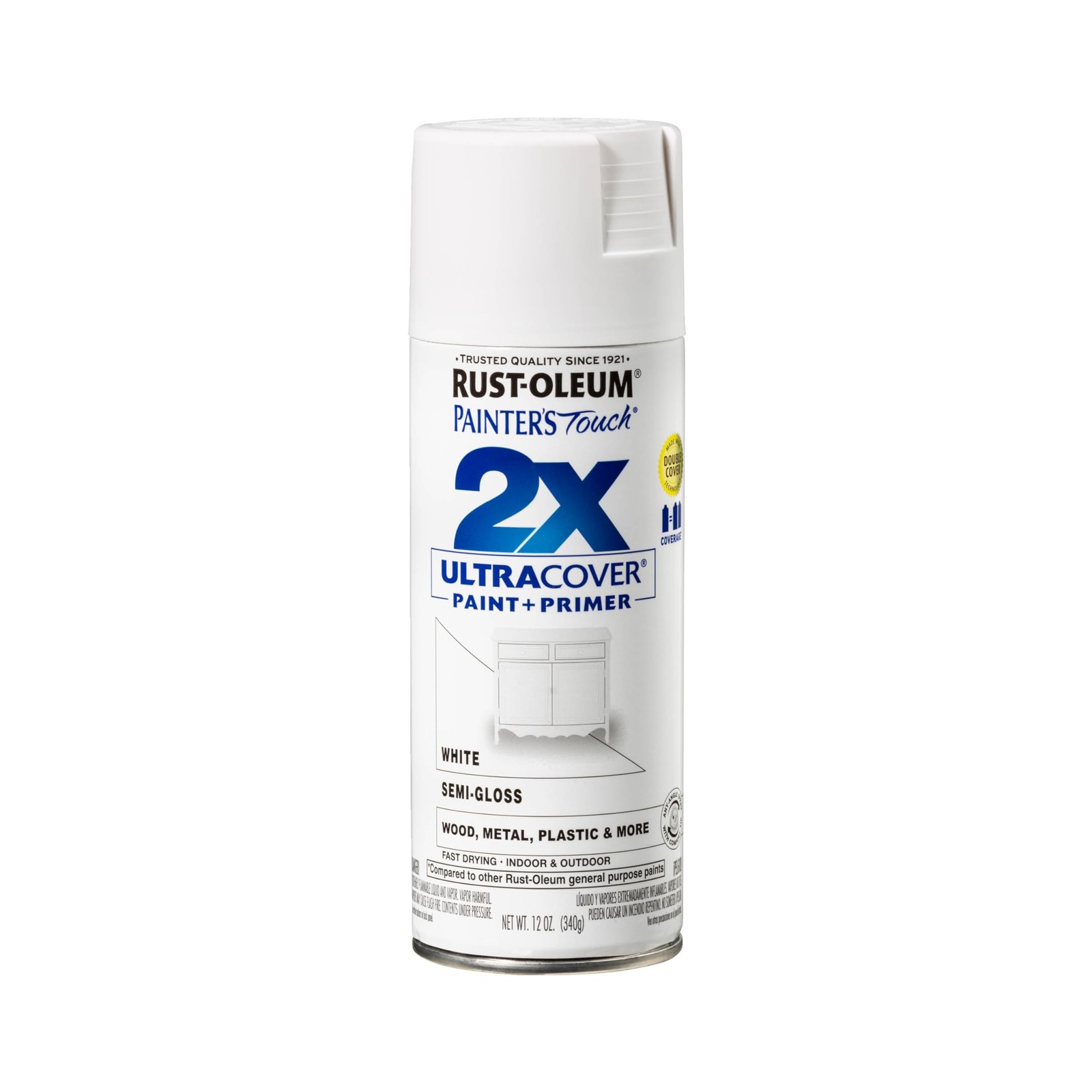 Rust Oleum Painter’s Touch 2X Ultra Cover Spray Paint Semi Gloss White Indoor