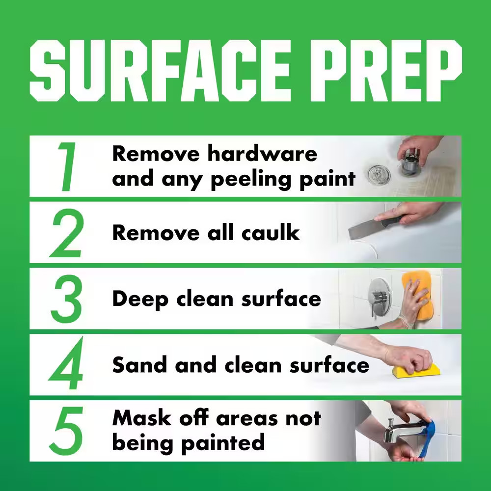 1 Quart Gloss White Tub and Tile Refinishing Kit for Ceramic and Porcelain Surfa