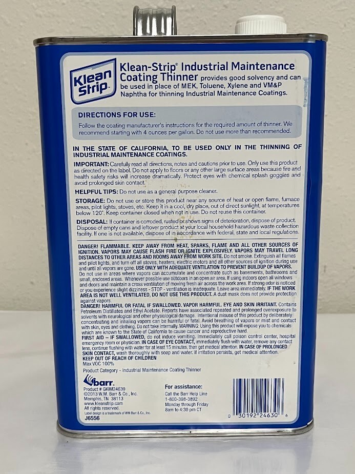 Klean Strip Industrial Maintenance Coating Thinner 1 Gallon – Solvent