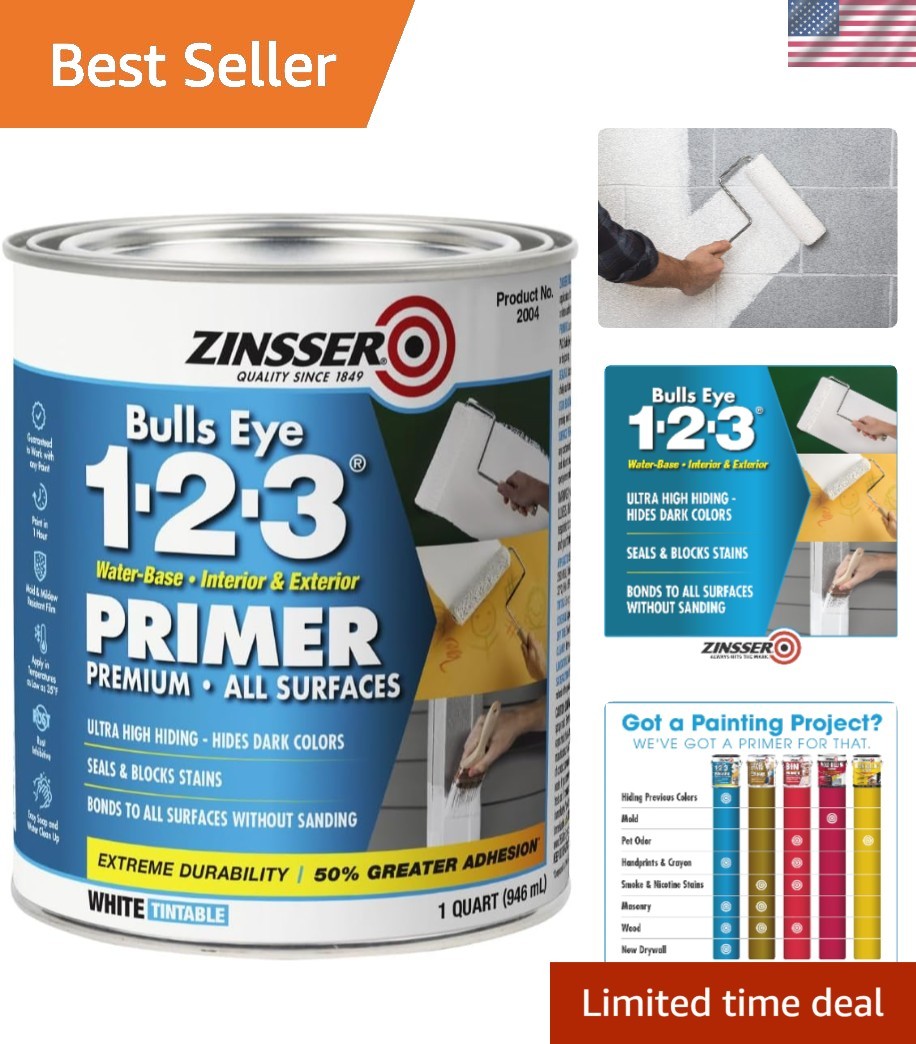 Versatile Water-Based Primer & Sealer – Bulls Eye 1-2-3, Stain Blocking, White