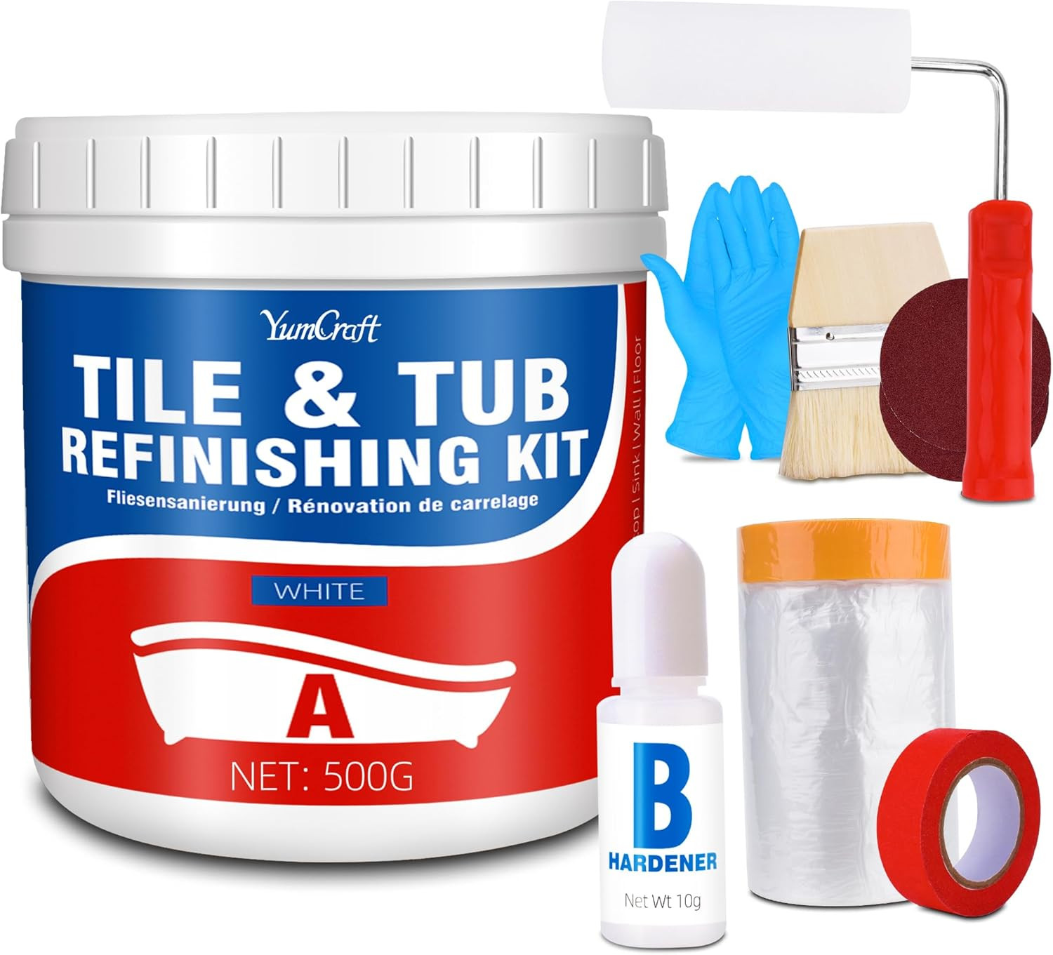 Tub and Tile Refinishing Kit, 17Oz/500G Tile Paint with Tools and Hardener – Sem