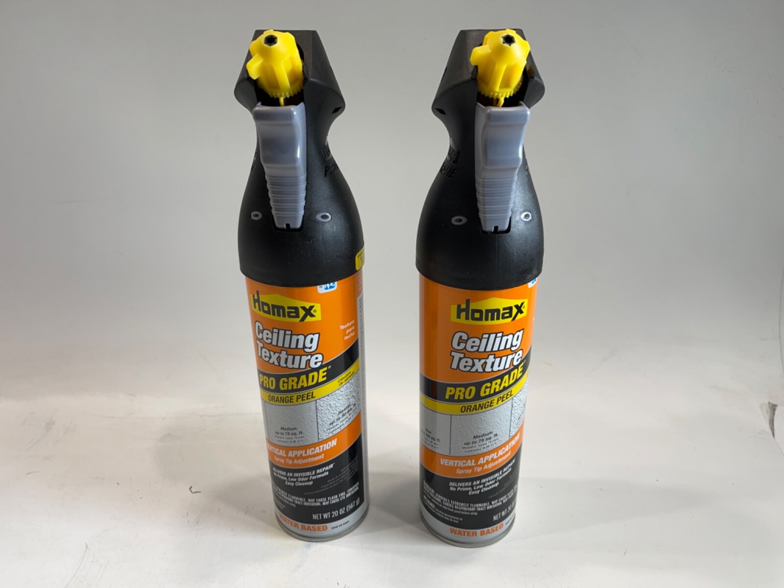 2x Homax Pro Grade CEILING TEXTURE 20 oz Flat White Orange Peel Vertical Apply
