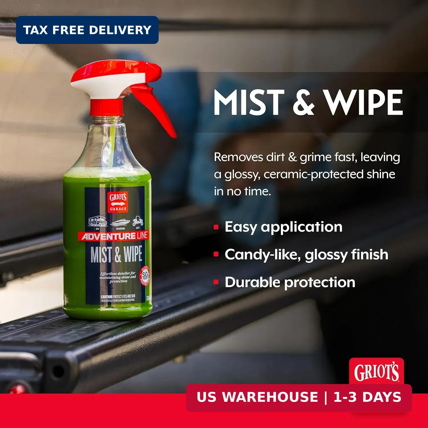 Griot’s Garage Mist and Wipe, SiO2 Ceramic Detailer for RVs, Campers, Trailers,
