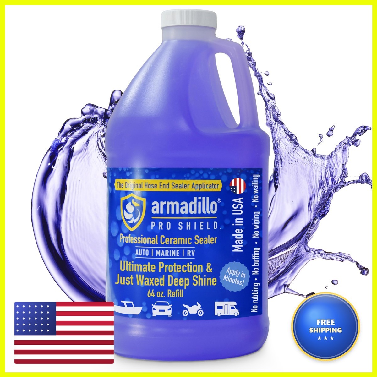 Armadillo 64 oz Ceramic Coating Refill for Cars Motorcycles Boats RVs