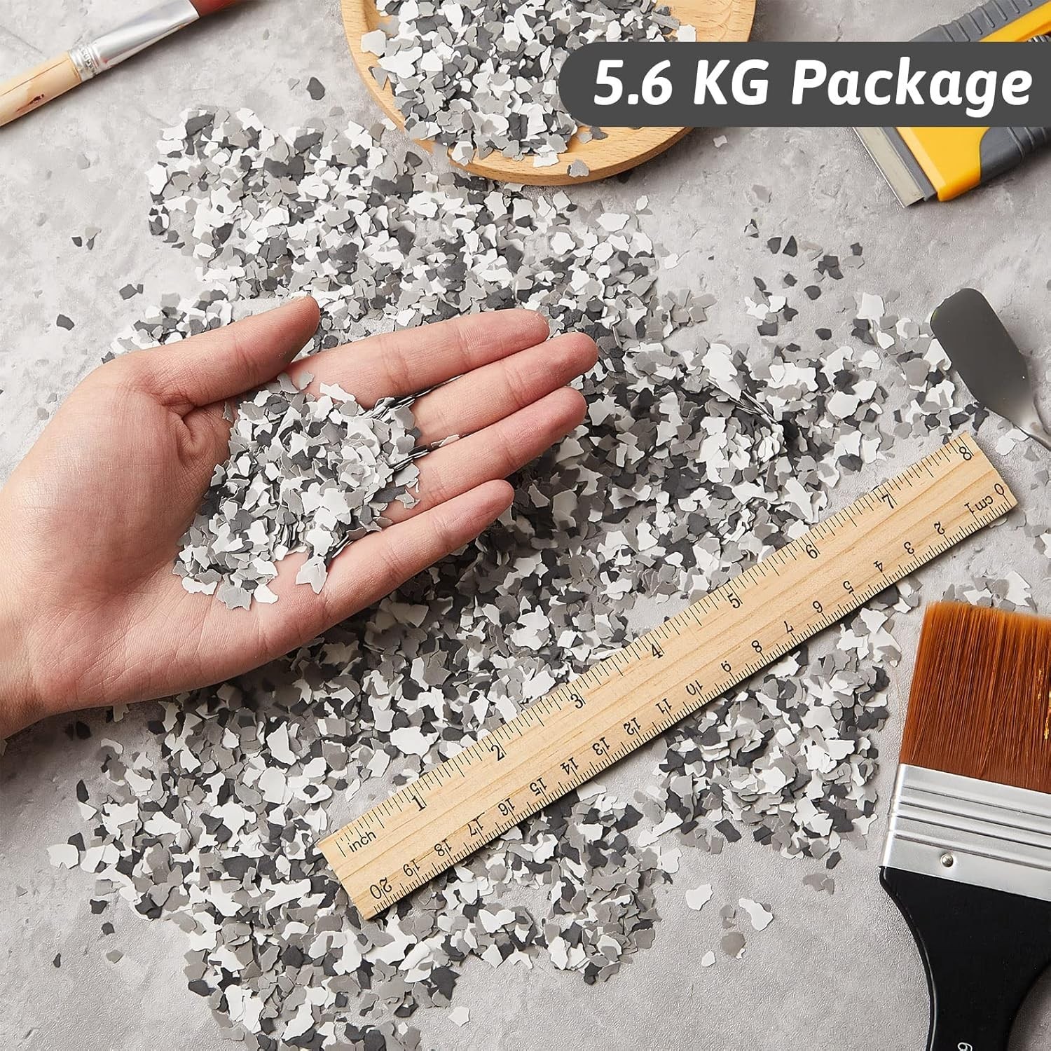 Decorative Color Chips for Garage Floor Coating – Black, White, Gray 12.4 Lb